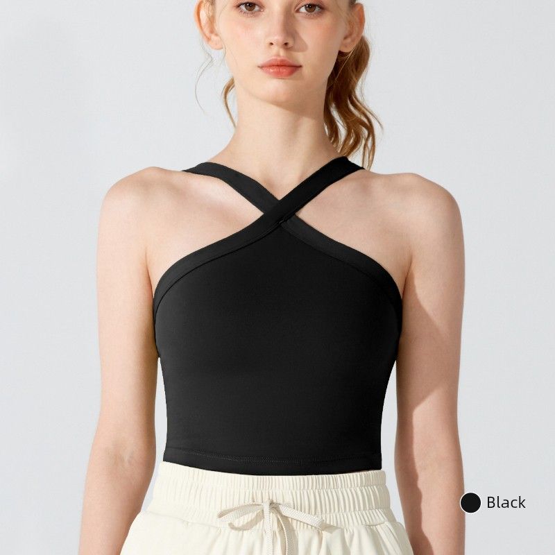 

Lycra Спортивное нижнее белье Жилет для йоги Бюстгальтер Ощущение обнаженности Плотный Эластичный Топ для бега и тренировок с нагрудной вставкой Красивая спина Black S