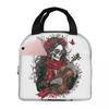 Skeleton Playing Violin Halloween Insulated Lunch Bag for Women Kids Leakproof Food Boxes Thermal Lunch Box Tote