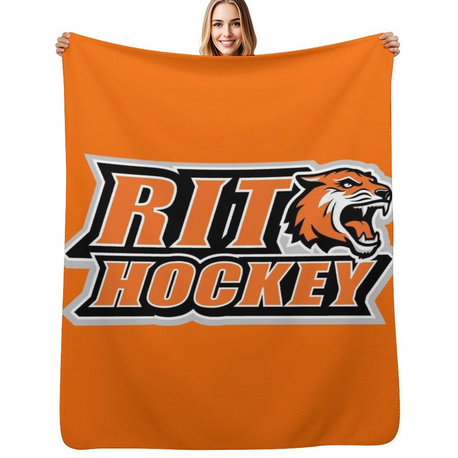 RIT Hockey ice hockey icons Throw Blanket Warm Napping Blanket for Office Couch Bed Size: 75*100cm, Weight: 230 GSM