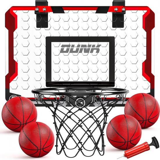 TEMI Indoor Basketball Hoop for Kids, Door Room Basketball Hoop,Mini Basketball Hoop with 4 Balls, Basketball Toys for 3 4 5 6 7 8 9 10 11 12 Year Basketball Hoop & 4 Balls