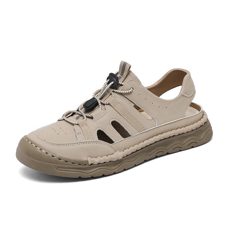 Men Sandals Split Leather Sandals Slides Breathable Rome Male Summer Outdoor Beach Slippers Soft Hot Sale Men Beach Sandals