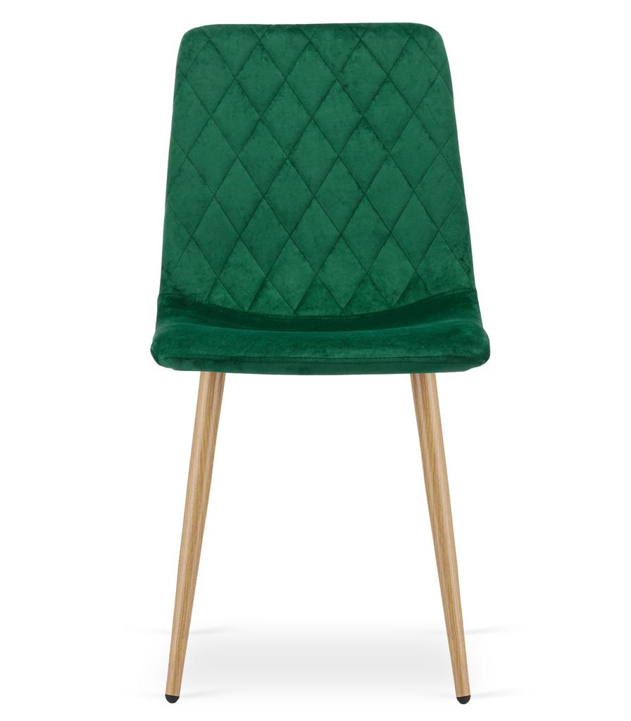 Turin Chair - Dark Green Velvet / Wood-Colored Legs X 4