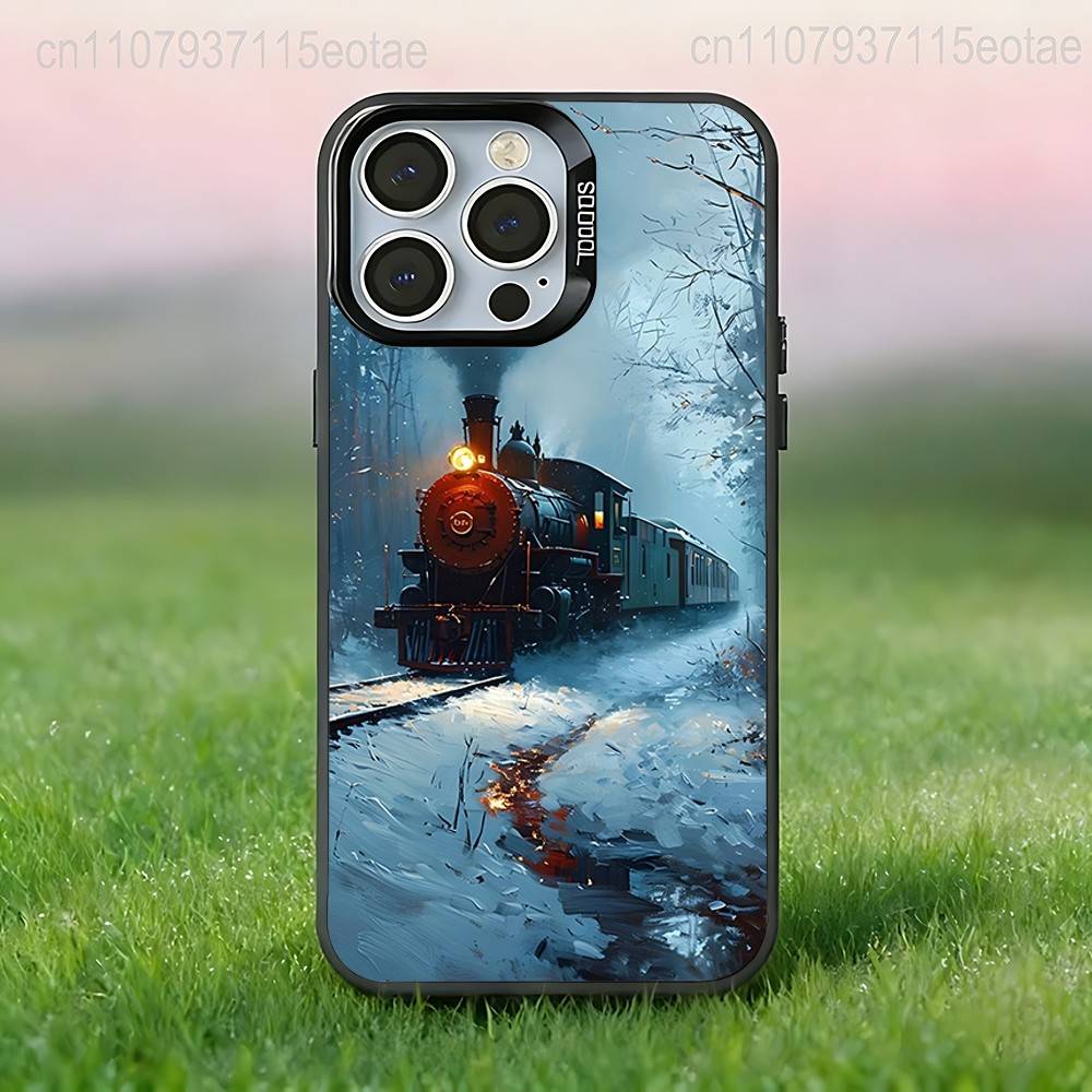 Vintage Classic Steam Train Railway Phone Case For iPhone 17,16,15,14,13,12,11,Pro,Max,Plus,E,Air,Mini Anti Fall Black  Bumper
