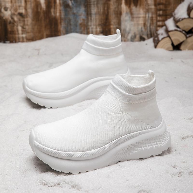 Wide-Toe-Box Men Shoes Couple Platform Shoes Men Warm Clunky Casual Shoes Running Shoes Sock Shoes Slip On Walking Sneakers