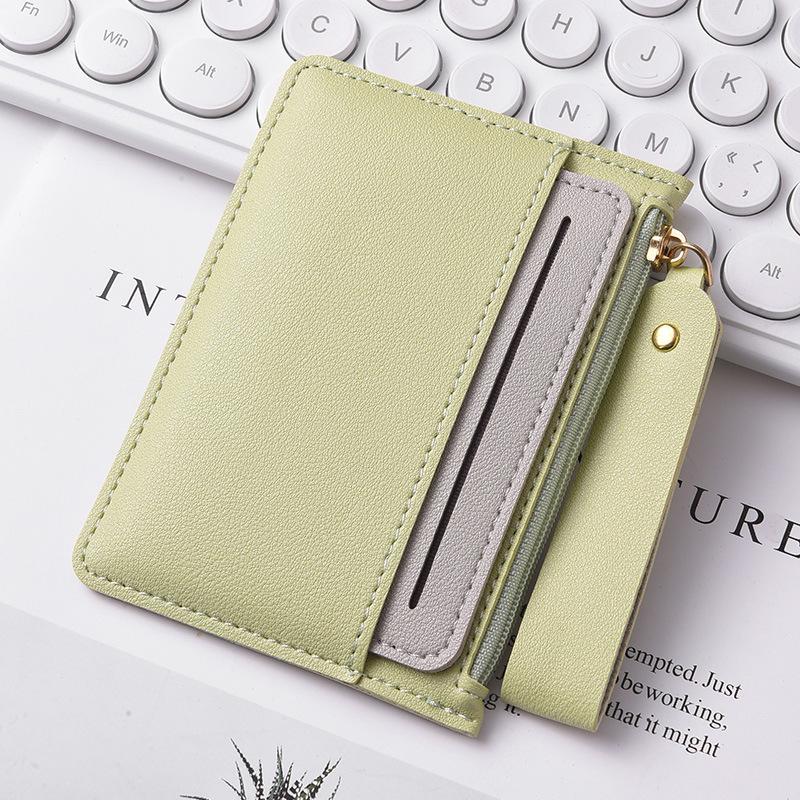 Ultra-thin PU card holder female Korean version of the zipper coin purse multi-card slot simple fashion compact card holder anti-degaussing