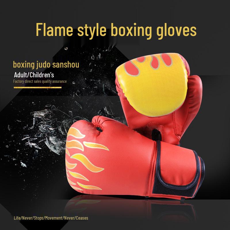 

Взрослые и детские боксерские и тренировочные перчатки из ПУ с рисунком пламени Children