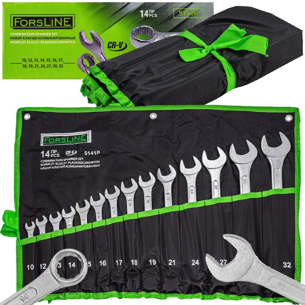 Forsline Large Set of Combination Wrenches 14 Pieces 10 - 32 Mm Cr-V