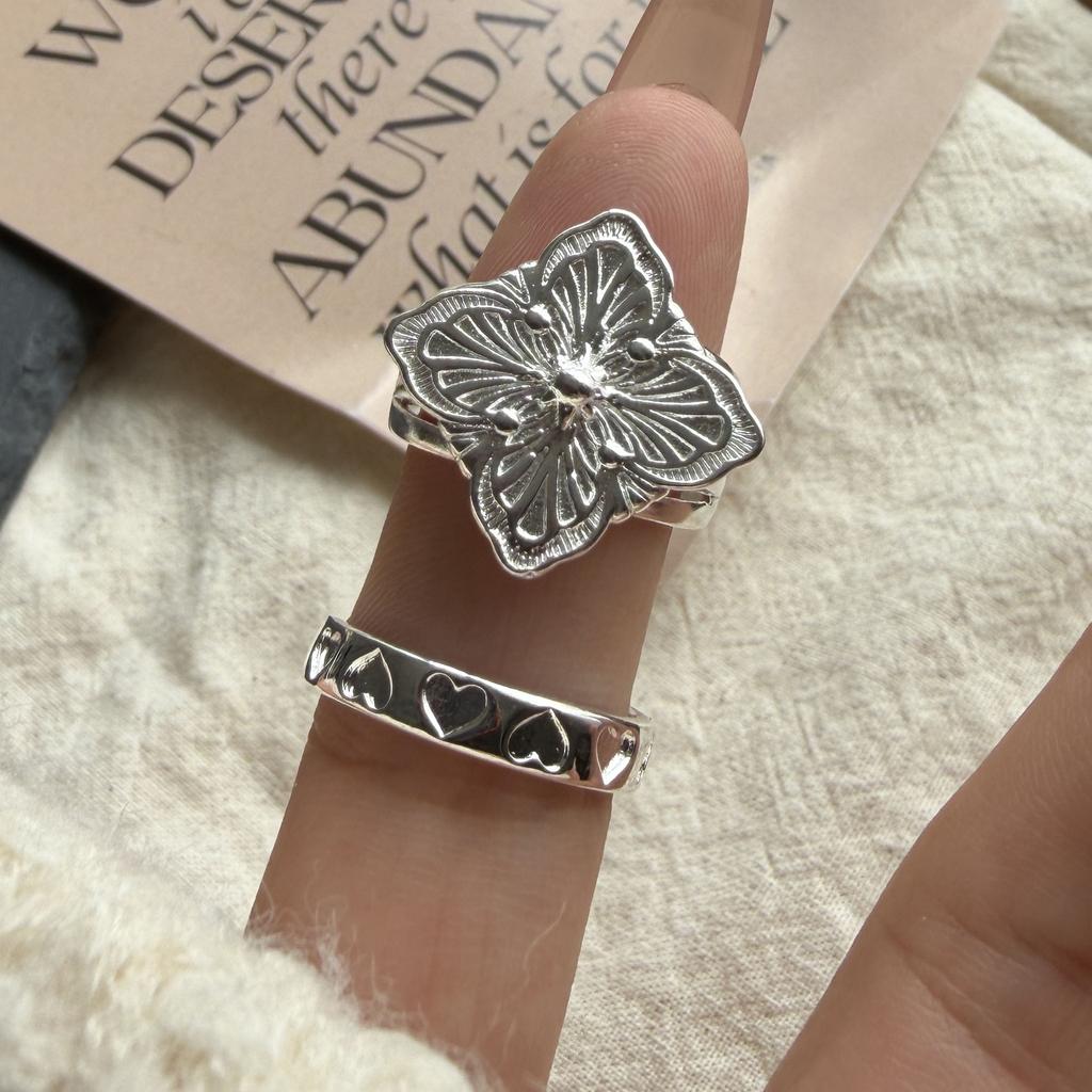 Xiaomi 925 Sterling Silver Rings for Women Couple Minimalist Handmade Simple Flower Pattern Ring Fine Jewelry Gift Prevent Allergy