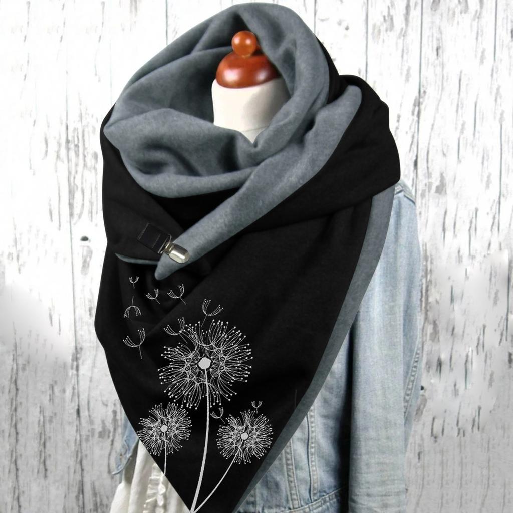 Unisex Scarf Printed Button Scarves Wrap Soft Warm Windshield Scarf