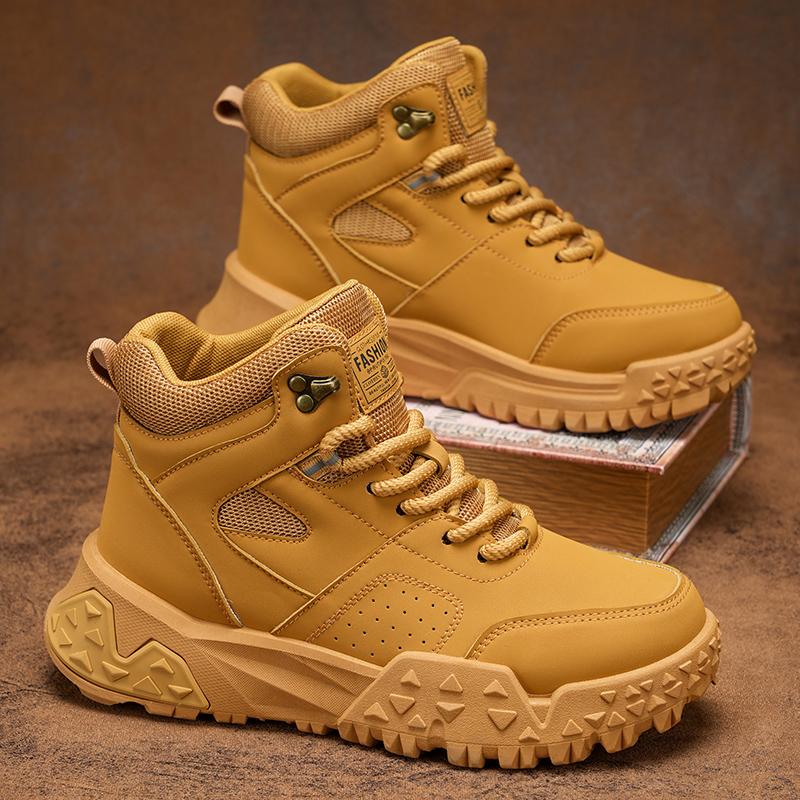 Trendy Thick Soled Sports Lace Up Comfortable Warm Ankle Boots Mens Shoes Outdoor Boots Autumn Winter Retro Workwear Shoes