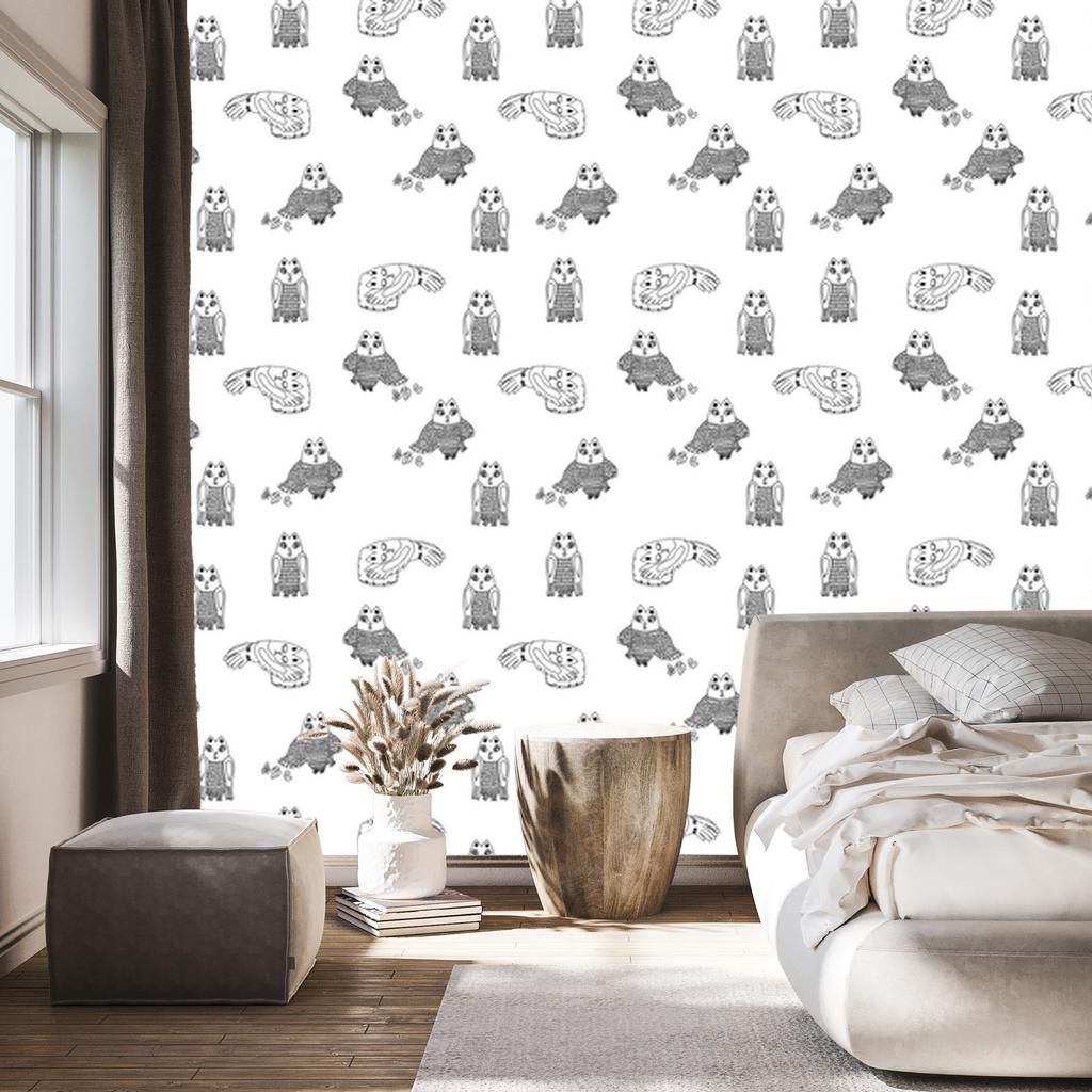 Sleeping Owls Wallpaper for Living Room and Bedroom 50x1000