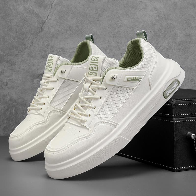 Fashion 2025 New Trendy Versatile PU Leather Shoes Men's New White Shoes Sports Leisure Board Shoes Trendy Comfortable Walking Shoes