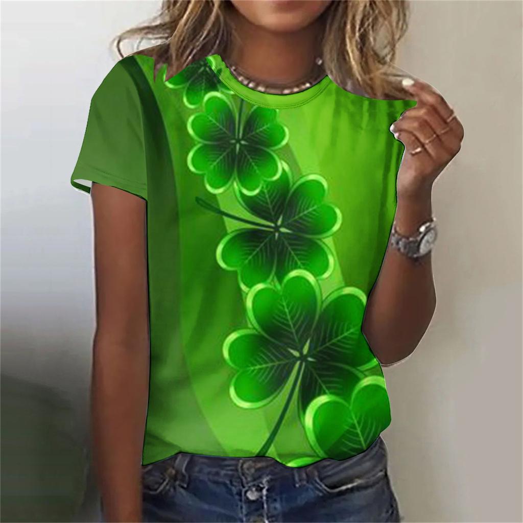 Women's T-shirt 3D Pattern Printed Casual Short Sleeved O-Neck Top Fashionable Street Women's Clothing