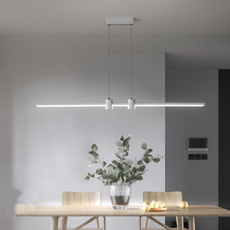 Minimal Sliver Dining Room Pendant Light Modern Simple Dining Room Dining Table Island Bar White Column Slotted Teahouse Pendant