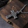 stainless steel Valknut Celtic cross pendant mens viking jewelry with stone and wooden box gift for men