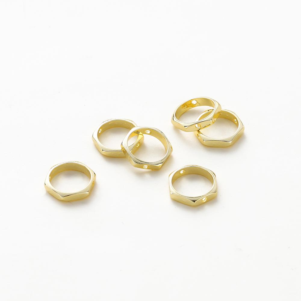 

20pcs 8/10/12mm 14K/18K Gold Color Plated Brass Beads Hexagon Can Through Beads Jewelry Making Supplies Findings 8mm
