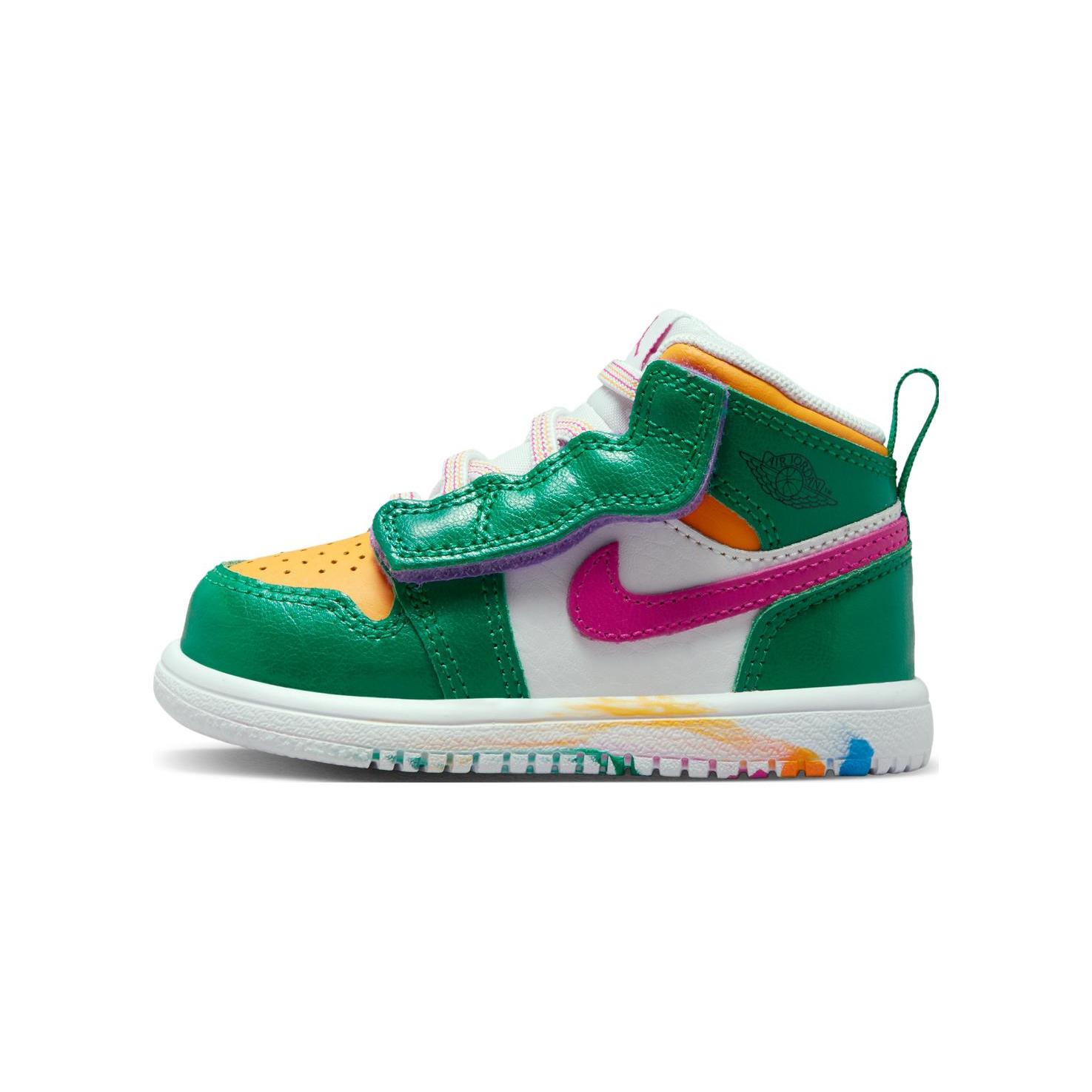 

Jordan Air Jordan 1 Mid ALT Vintage Basketball Shoes Cushioning, Wear Resistant Mid top Toddler Shoes Green Pink Gold DZ5536-300 23.5