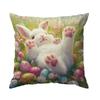 1 Pc Easter Day Pillow Cover Home Holiday Party Celebration Decoration Rabbit And Dwarf Pattern Sofa Cushion Cover 45*45 Cm