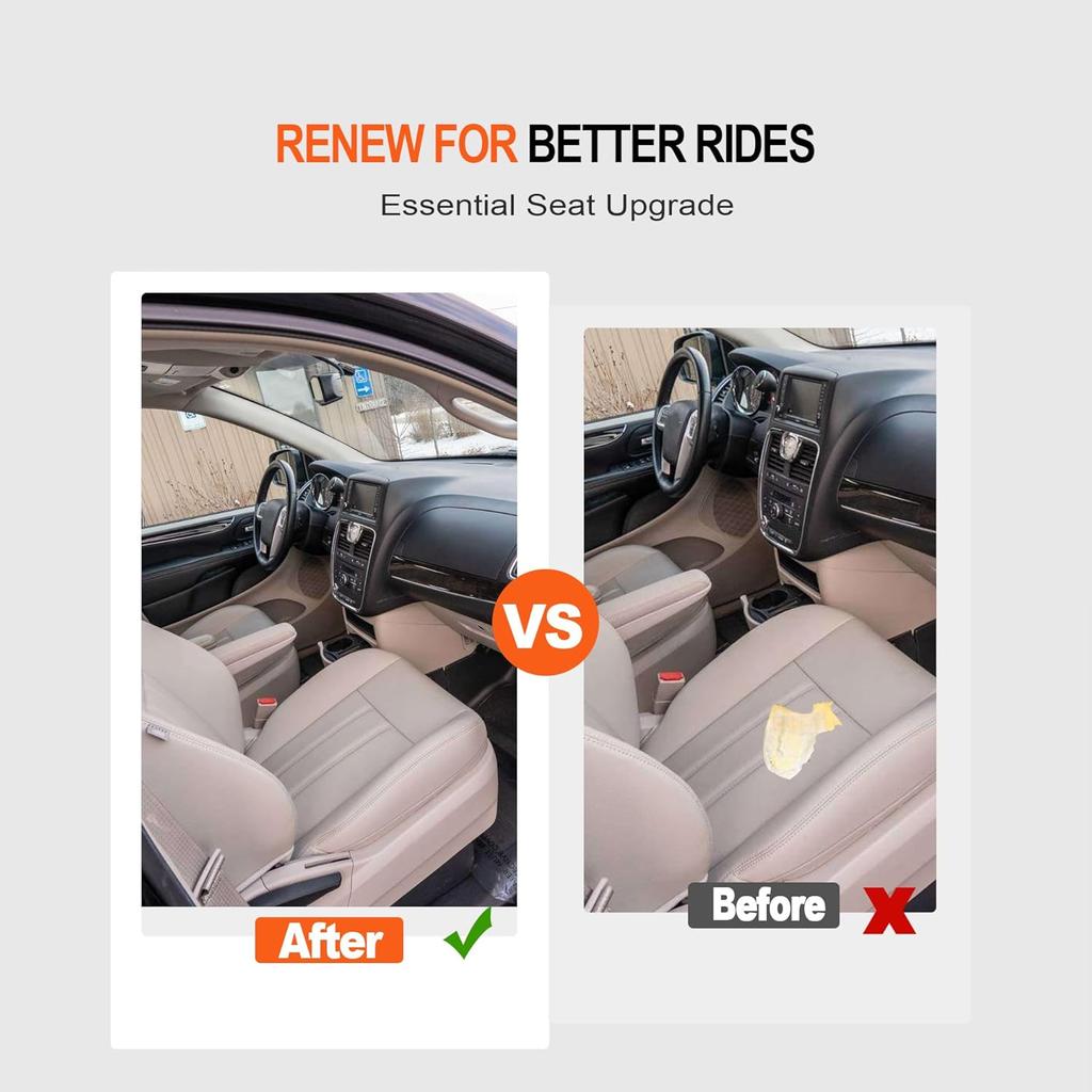 GXARTS Non-Perforated Driver Side Bottom Replacement Leather Seat Cover Tan Compatible with Chrysler Town & Country 2008 2009 2010 2011 2012 2013