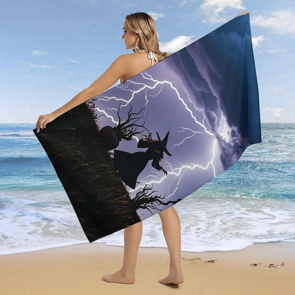 Witch and Lightning Beach Towel for family friends Gifts Towel Quick-Dry Towel For Bath Yoga Tourism Beach GYM Camping Swimming