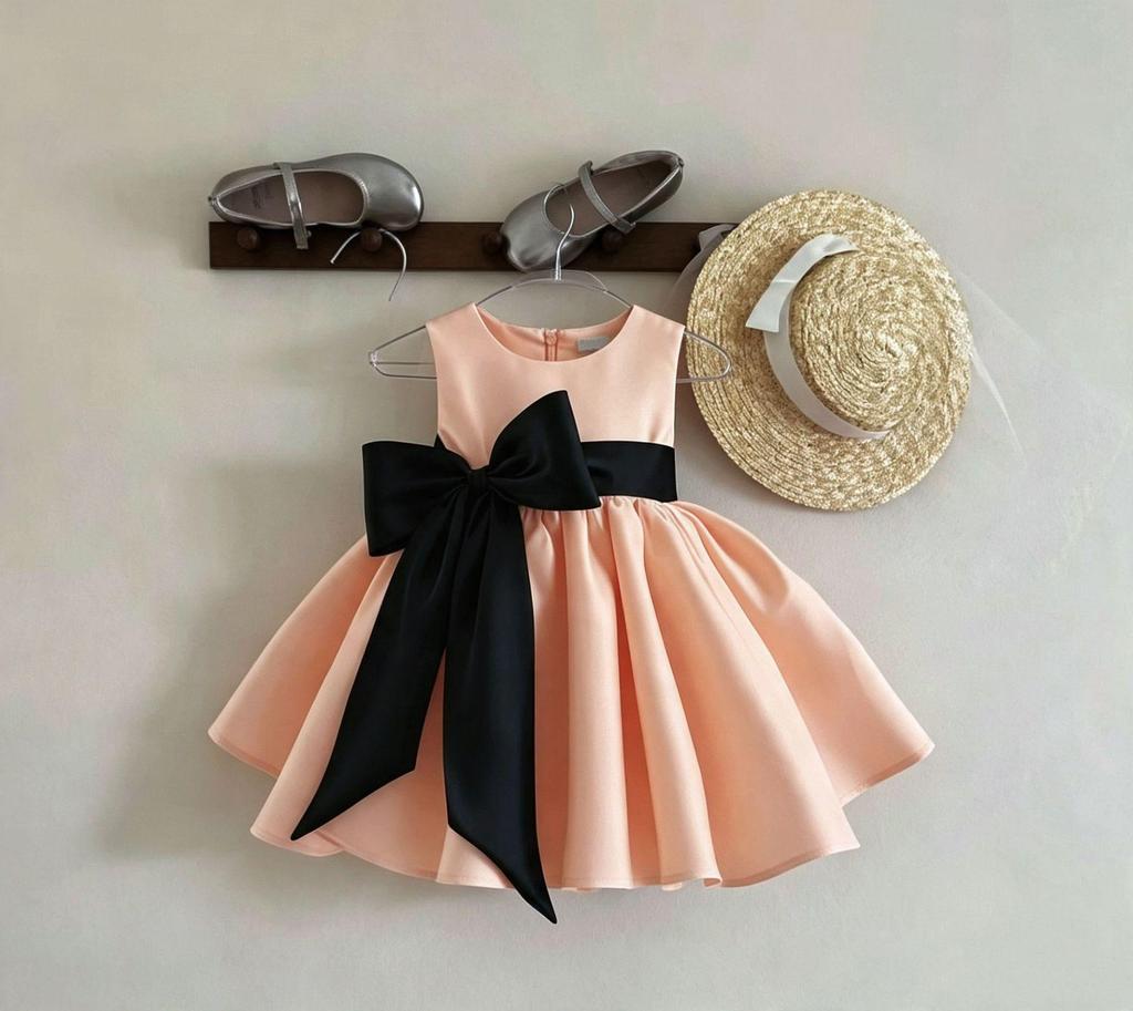 2026 Spring/Autumn Girls' Bowknot Princess Dress - Sweet Formal Birthday Party Outfit