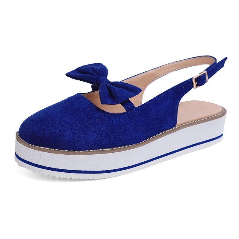 

Женская обувь 2025 весна и лето новая большой размер бант пряжка женские сандалии 43 синий