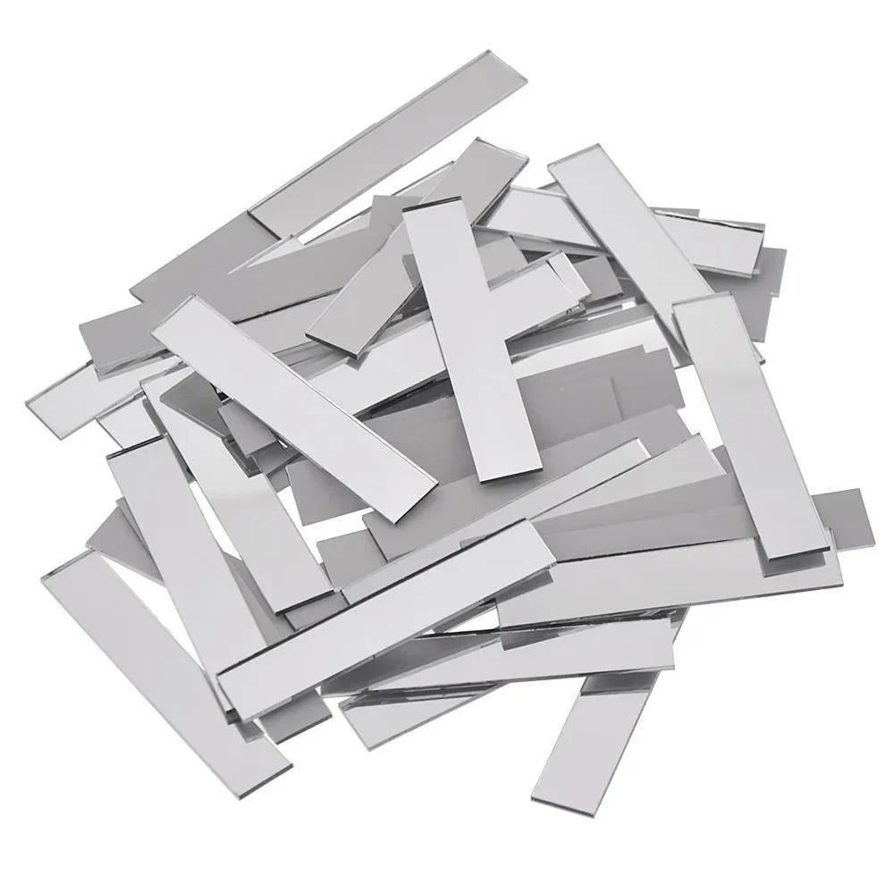 100pcs Pieces of Rectangular Mirror Wall Stickers Self-adhesive Handmade DIY Plastic Material Decorative Mirror Stickers