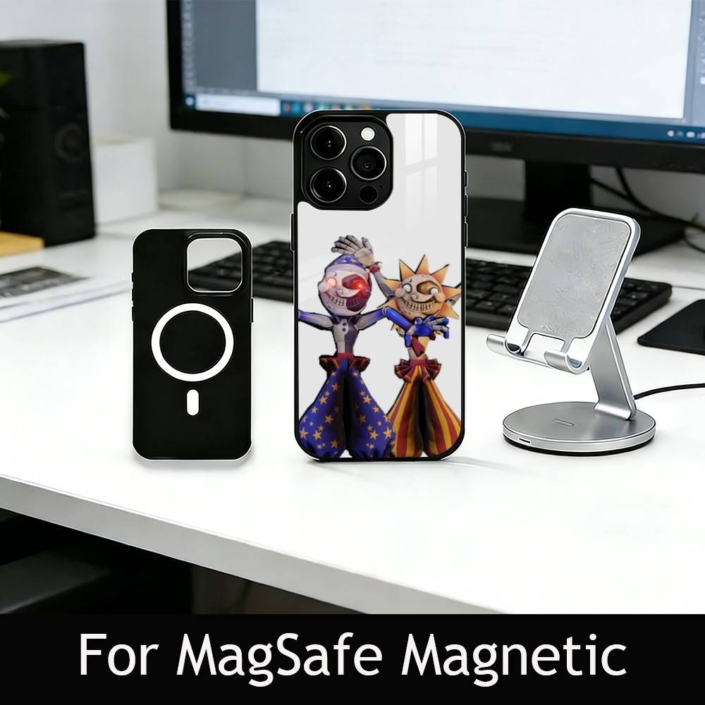 Fnaf G-Game S-Sundrop & M-Moondrop Phone Case For iPhone17,16,15,14,13,12,11 Plus,Pro Magnetic with Magsafe Wireless Charging