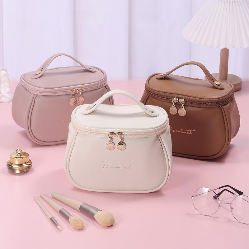 Large Capacity Portable Pu Leather Cosmetic Bag For Women