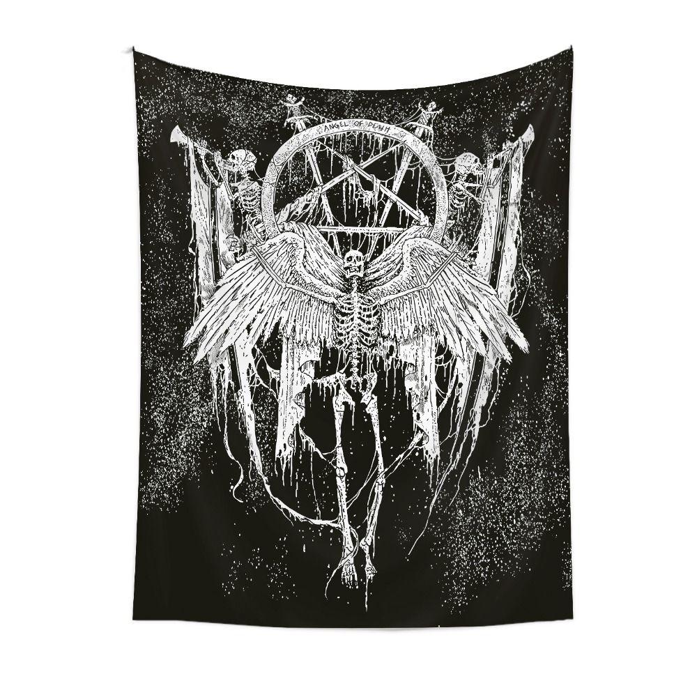 Psychedelic Black Skeleton Tapestry Gothic Wall Rug Wall Hanging Blanket  Home Decoration