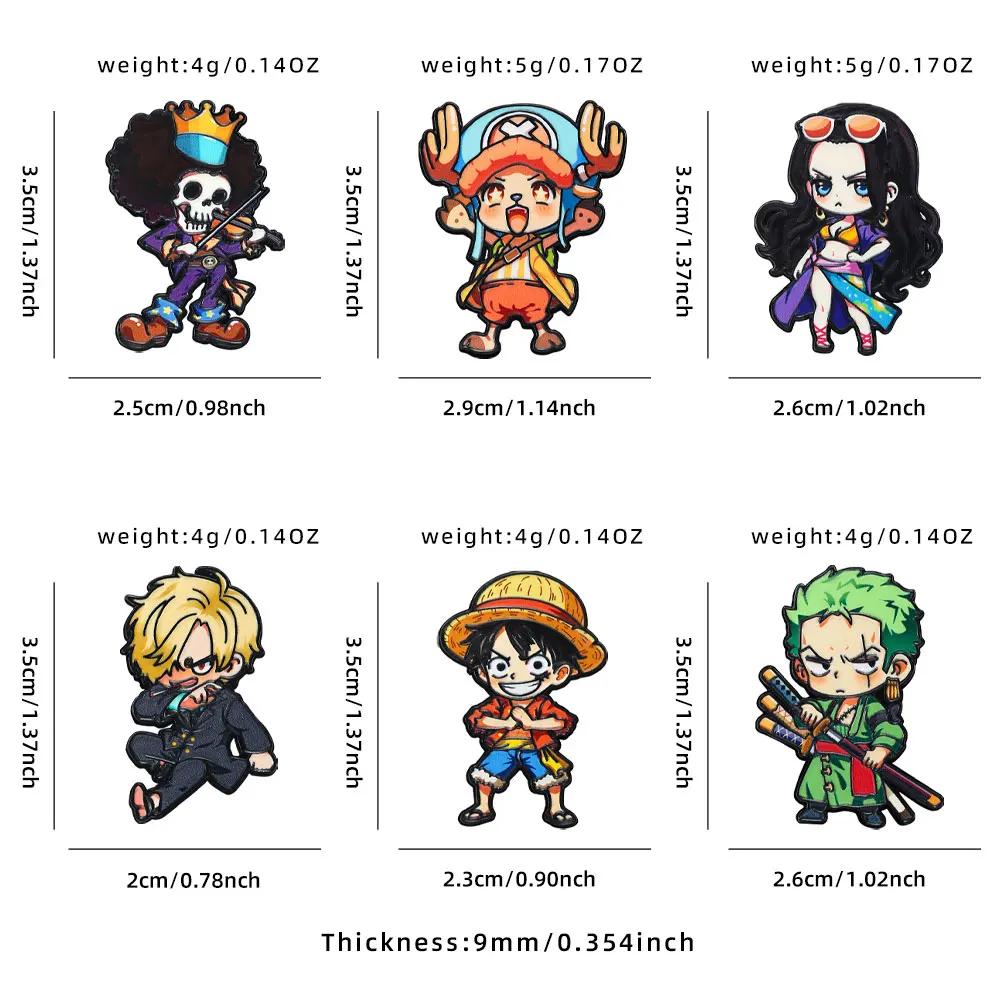 6PCS Cartoon Luffy Zoro Chopper One Piece Metal Brooch Backpack Decor Pin Clothing Hat Jewelry Gift