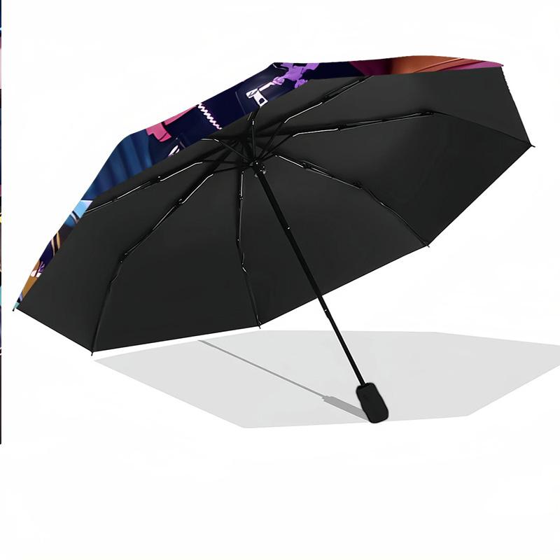 8‑Rib Automatic Umbrella, Kpop Demon Hunters Design Foldable Umbrella for Sun Rain Protection Travel