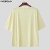 INCERUN Men Oversized Half Sleeve Glitter Casual Loose T-shirts Tops