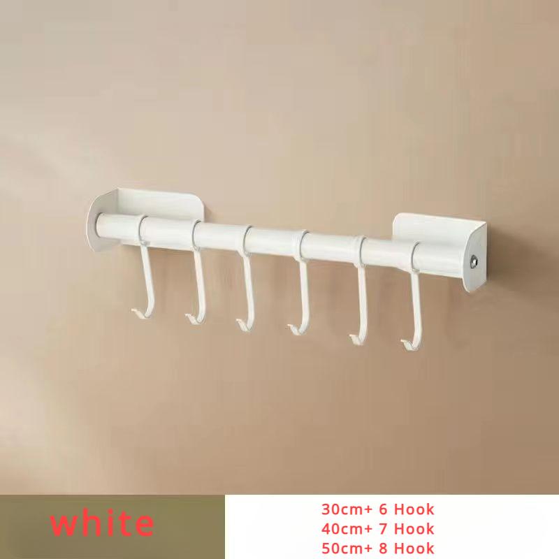 Hole-free Hook White Minimalist Multifunctional Stainless Steel Wall Shelves Storage Utensils Holder Kitchen Accessories Organizer High Quality