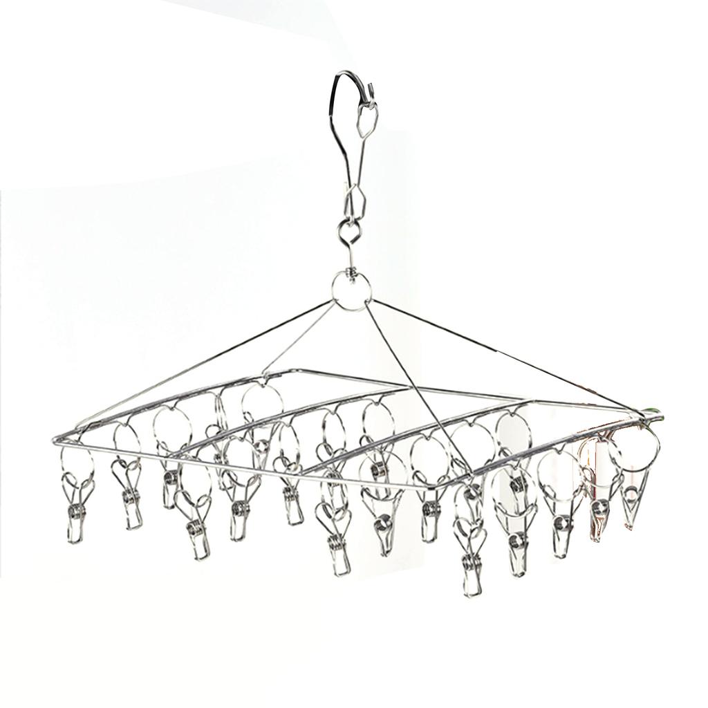 Clothes Drying Hanger Stainless Steel Multi Clip Laundry Drip Hanging Rack for Underwear Socks Hat