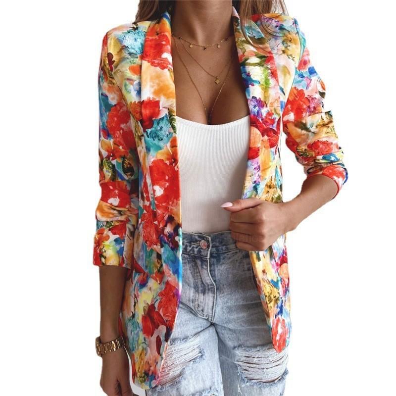 Jaqueta Tooxika Estilo Novo Primavera e Outono Lapela Estampada Ajuste Slim Paletó Pequeno