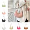 Shoulder Pouch Crescent Moon Underarm Bag Solid Color Hobo Bag Elegant PU Shoulder Bag  Girls
