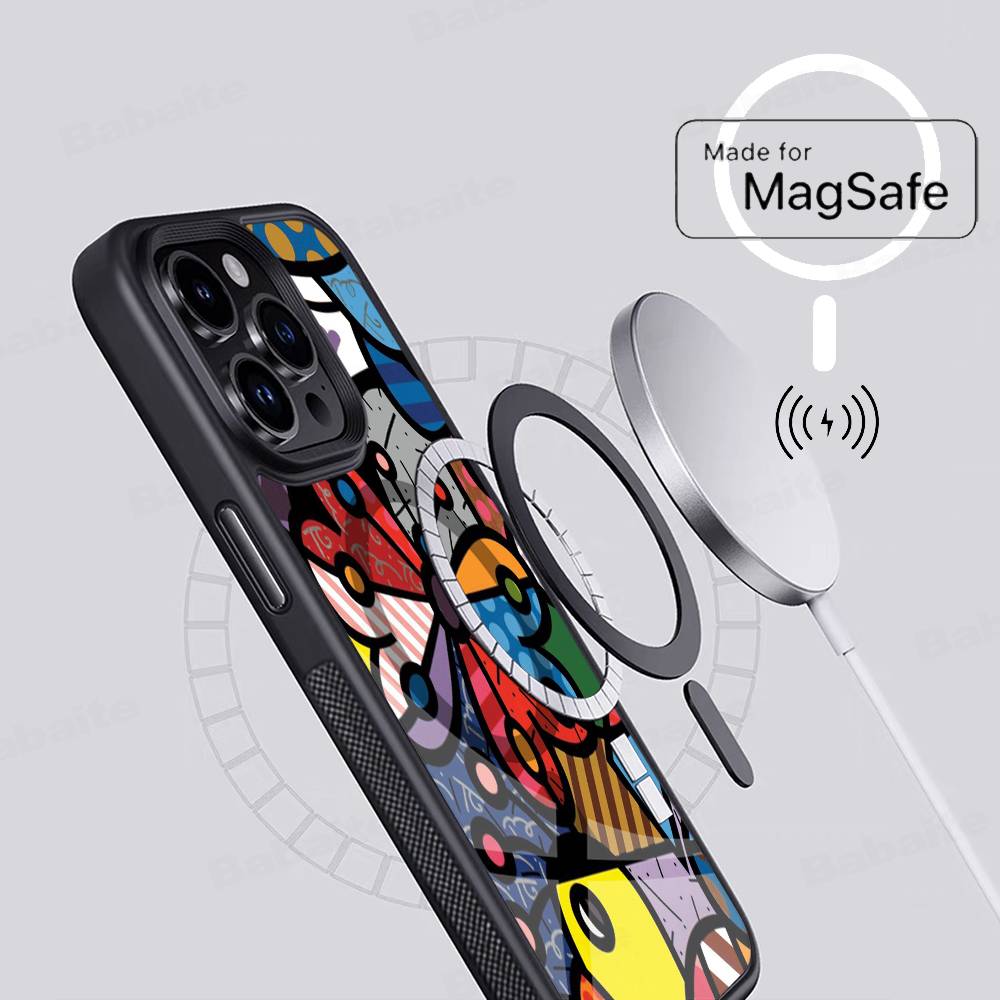 Art R-Romero Britto For Magnetic Phone Case For IPhone 17 16 15 14 13 12 11 Plus Pro Max PC+TPU Cover