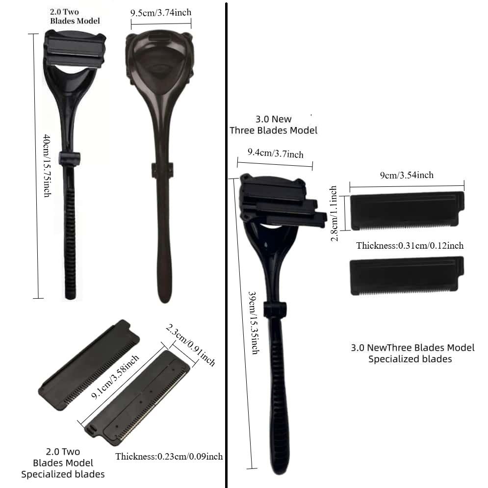 1 Set Manual Razor with Foldable Long Handle - Double/Triple Blade, Integrated Exfoliating Shaving Head, Back & Full-Body Hair Removal for Chest