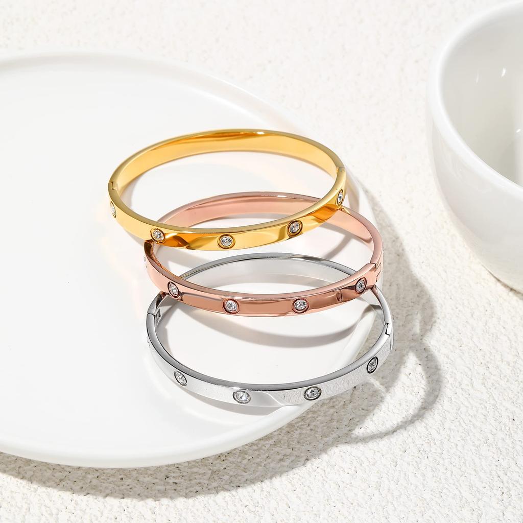 ALTERA Brățări LUX LOVE Cristal Grosime 6mm Oțel Inoxidabil PVD de Înaltă Calitate Brățară Ovală Nu Se Decolorează Zirconiu pentru Femei Cadou