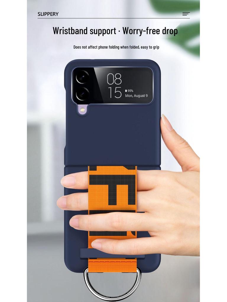 Samsung Zflip7/Huawei P50 Pocket Folding Phone Case with Letter Wrist Strap and Stand.