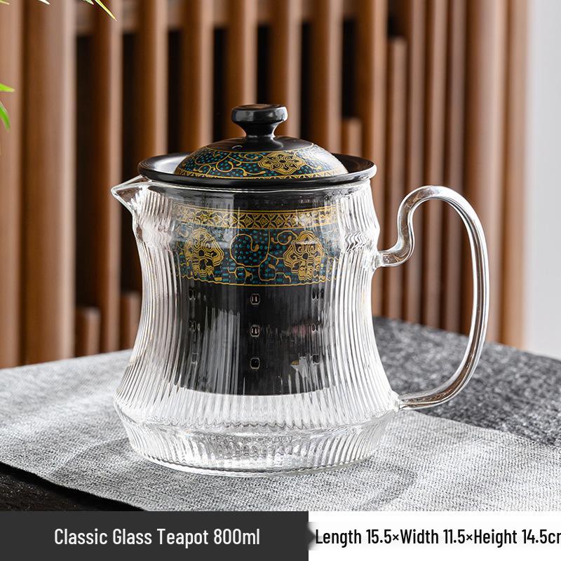 High-Temperature Resistant Ceramic Electric Tea Kettle with Side Handle for Indoor Brewing