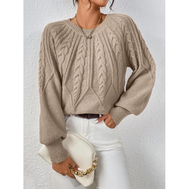 

Осень/Зима Новый Женский Однотонный Пуловер Свитером Крупной Вязки Косичками Базовые Мягкие Свитера Для Женщин Жаккардовые Топы L дубильная кора