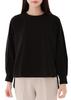 Sleeping Sheep Long Stretch Long Draped Available In Two Styles Black Women's T-Shirt Dress, Blouse-Like Cotton, Sleeves, Back, (JP, Alphabet, L,