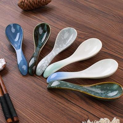 Kids Eating Dinnerware Japanese Style Ceramic Cutlery Kitchen Utensil Tableware Soup Spoons