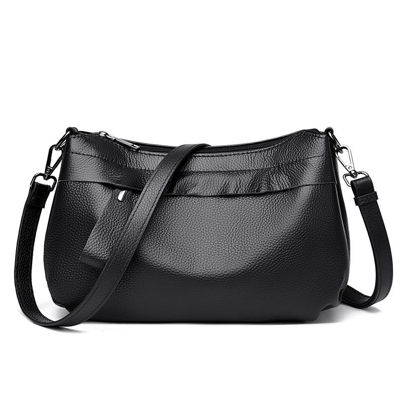 

Сумка из натуральной кожи, сумка для мамы среднего возраста, модная одноплечевая сумка, универсальная сумка-кроссбоди из коровьей кожи высокого качества чёрный