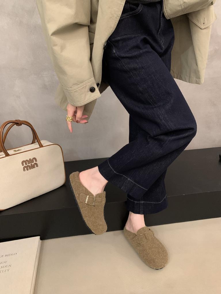 Baotou Slippers Women's Autumn 2025 New Retro Outer Wear Thick-soled Round Head One-pedal Lazy Shoes Muller Slippers