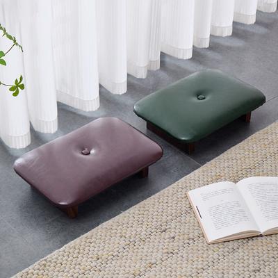 1Pc Leather American Style Coffee Soft Footrest Small Living Room Shoe Changing Low Wood