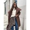 Women Long Wrap Puffer Coat Wide Collar Belted Waist Winter Warm Outerwear