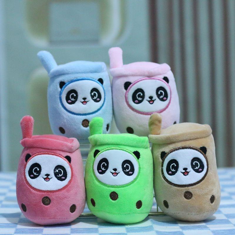 Charming Cartoon Panda Cup Plush Doll Keyring With Premium Pp Cotton Filling